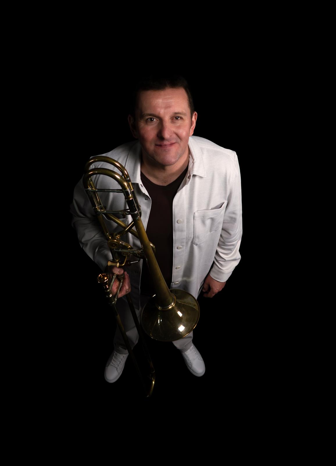 Nicolas Lapierre, avec son trombone